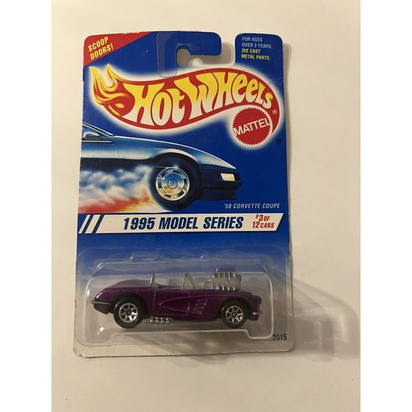 1995 Vintage Hot Wheels #341 Model Series 3/12 '58 CORVETTE COUPE Purple w/7 Sp - Picture 1 of 4